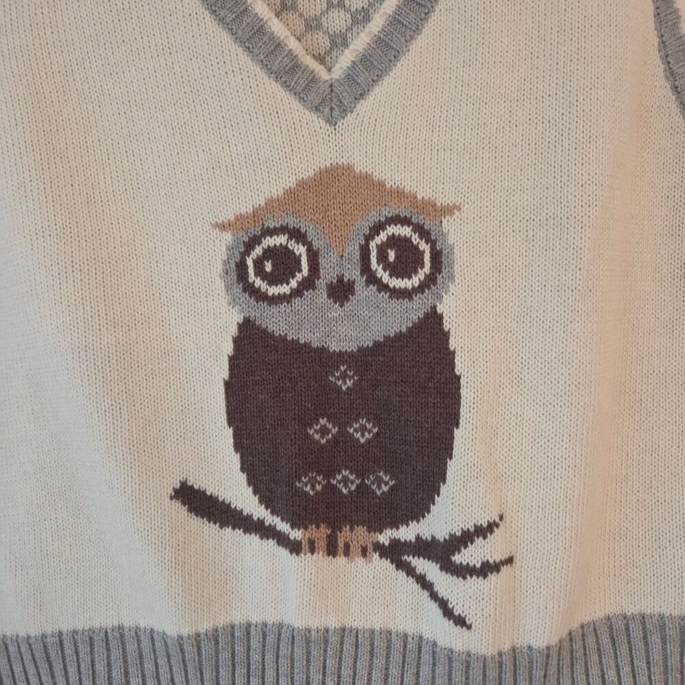 Aeropostale Owl Knit Sweater Vest Preppy Academia Women's L - Picture 3 of 6
